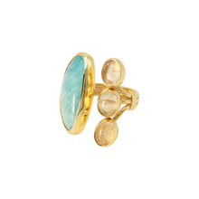 Load image into Gallery viewer, Larimar & Smoky Quartz Ring