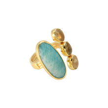 Load image into Gallery viewer, Larimar & Smoky Quartz Ring