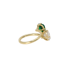 Load image into Gallery viewer, 18k Gold Certified Lab Diamond &amp; Emerald Pinky Ring
