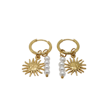 Load image into Gallery viewer, Sun &amp; Pearl Hoops
