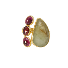 Load image into Gallery viewer, White Agate &amp; Garnet Ring
