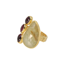 Load image into Gallery viewer, White Agate &amp; Garnet Ring
