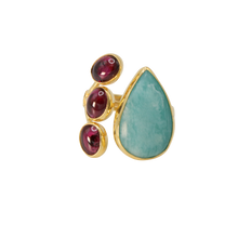 Load image into Gallery viewer, Larimar &amp; Garnet Ring
