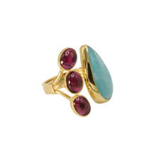 Load image into Gallery viewer, Larimar &amp; Garnet Ring
