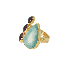 Load image into Gallery viewer, Larimar &amp; Garnet Ring
