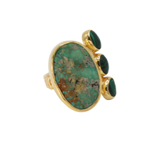 Load image into Gallery viewer, Turquoise &amp; Green Agate Ring
