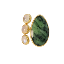 Load image into Gallery viewer, Green Agate &amp; Moonstone Ring
