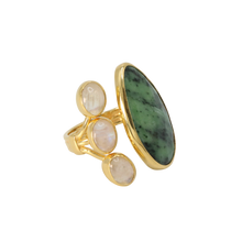 Load image into Gallery viewer, Green Agate &amp; Moonstone Ring
