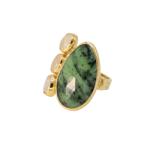 Load image into Gallery viewer, Green Agate &amp; Moonstone Ring
