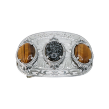 Load image into Gallery viewer, Triple Stone Silver Belt Buckle
