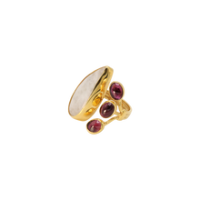Load image into Gallery viewer, Moonstone &amp; Garnet Ring
