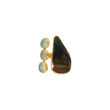 Load image into Gallery viewer, Dark Brown Sapphire &amp; Aqua Ring
