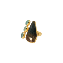 Load image into Gallery viewer, Dark Brown Sapphire &amp; Aqua Ring
