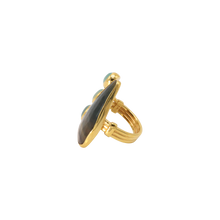 Load image into Gallery viewer, Dark Brown Sapphire &amp; Aqua Ring
