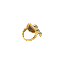 Load image into Gallery viewer, Dark Brown Sapphire &amp; Aqua Ring
