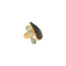 Load image into Gallery viewer, Dark Brown Sapphire &amp; Aqua Ring
