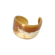 Load image into Gallery viewer, Caramel &amp; White Curved Horn Cuff
