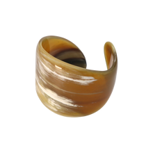 Load image into Gallery viewer, Dark Green, Tan &amp; White Curved Horn Cuff

