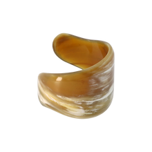 Load image into Gallery viewer, Dark Green, Tan &amp; White Curved Horn Cuff
