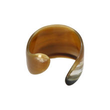 Load image into Gallery viewer, Dark Green, Tan &amp; White Curved Horn Cuff
