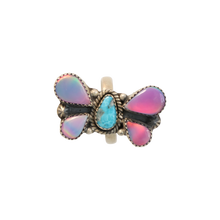 Load image into Gallery viewer, Aurora Opal &amp; Turquoise Butterfly Ring
