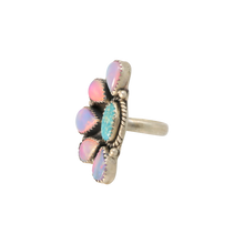 Load image into Gallery viewer, Aurora Opal &amp; Turquoise Half Flower Ring
