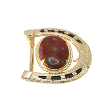 Load image into Gallery viewer, Gold Agate Horseshoe Belt Buckle
