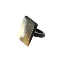Load image into Gallery viewer, Cream &amp; Black Rectangle Horn Ring
