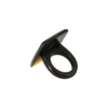 Load image into Gallery viewer, Cream &amp; Black Rectangle Horn Ring
