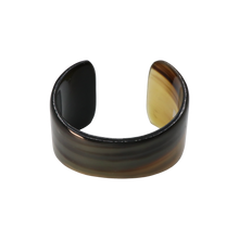 Load image into Gallery viewer, Dark Brown, Caramel &amp; Green Curved Horn Cuff
