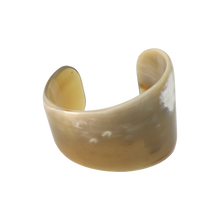 Load image into Gallery viewer, Dark Green, Caramel &amp; White Curved Horn Cuff
