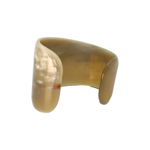 Load image into Gallery viewer, Dark Green, Caramel &amp; White Curved Horn Cuff
