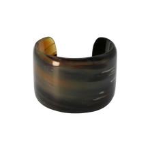 Load image into Gallery viewer, Black &amp; Caramel Striped Horn Cuff
