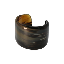 Load image into Gallery viewer, Black &amp; Caramel Striped Horn Cuff
