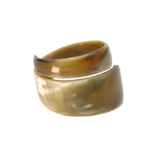 Load image into Gallery viewer, Caramel &amp; White Twist Horn Bangle
