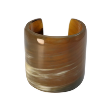 Load image into Gallery viewer, Large Dark Caramel &amp; Cream Horn Cuff
