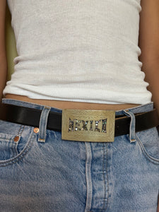 Gold Mexico Abalone Inlay Belt Buckle