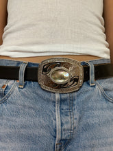 Load image into Gallery viewer, Large Silver &amp; Black Abalone Inlay Belt Buckle
