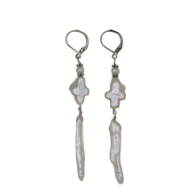 Load image into Gallery viewer, Freshwater Pearl Cross Earrings
