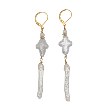 Load image into Gallery viewer, Freshwater Pearl Cross Earrings
