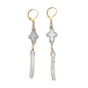 Freshwater Pearl Cross Earrings