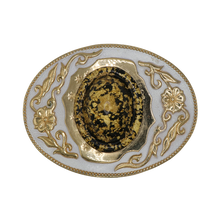 Load image into Gallery viewer, Gold &amp; White Agate Belt Buckle

