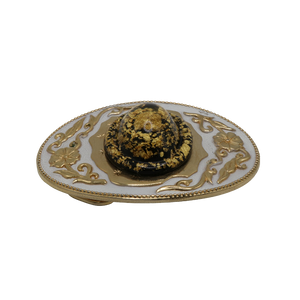 Gold & White Agate Belt Buckle