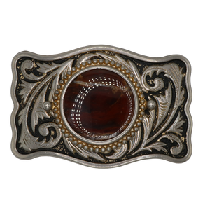 Silver & Black Agate Belt Buckle