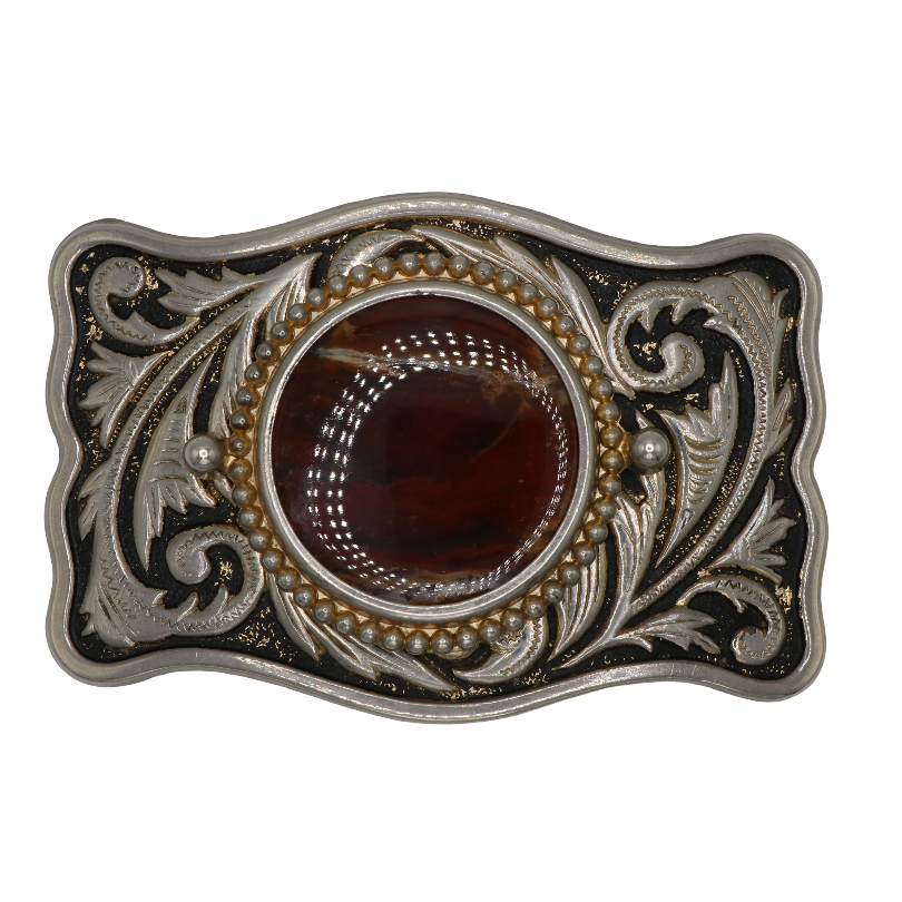 Silver & Black Agate Belt Buckle
