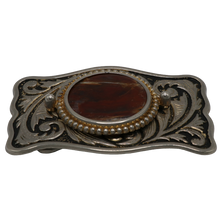 Load image into Gallery viewer, Silver &amp; Black Agate Belt Buckle
