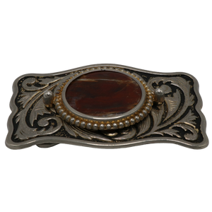 Silver & Black Agate Belt Buckle