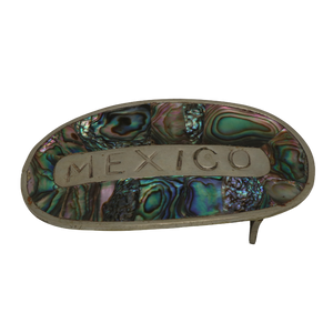 Stamped Mexico Alpaca Silver Abalone Belt Buckle