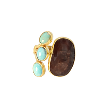 Load image into Gallery viewer, Burgundy Sapphire &amp; Turquoise Ring
