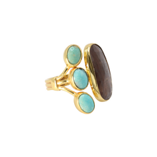 Load image into Gallery viewer, Burgundy Sapphire &amp; Turquoise Ring
